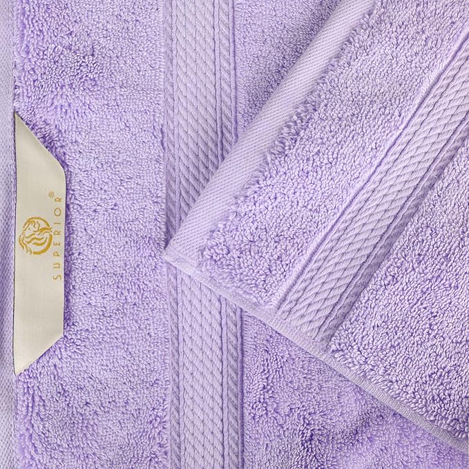 SUPERIOR Egyptian Cotton Pile Bath Towel Set of 4, Ultra Soft Luxury Towels, Thick Plush Essentials, Absorbent Heavyweight, Guest Bath, Hotel, Spa, Home Bathroom, Shower Basics, Purple