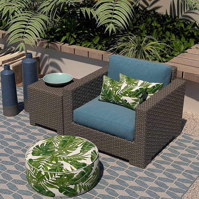 LVTXIII Set of 2 Patio Lumbar Pillows, 12”x20” Fade Resistant Outdoor Lumbar Pillow with Inners, Fluffy Decorative Garden Lumbar Cushions for Home Patio Coach Sofa Use, Palm Green