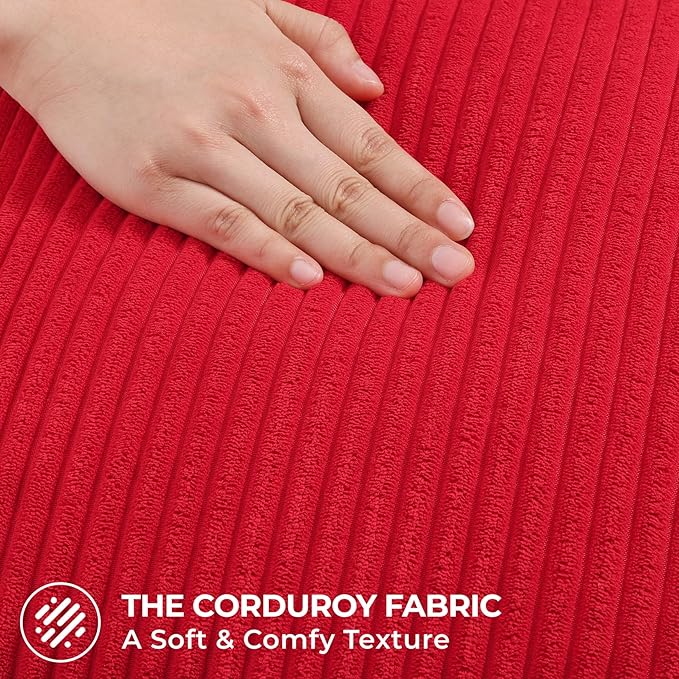 Mecatny Corduroy Decorative Throw Pillow Covers 20x20 Set of 2 for Sofa Living Room, Soft Neutral Boho Couch Pillow Covers for Home Decor, Red