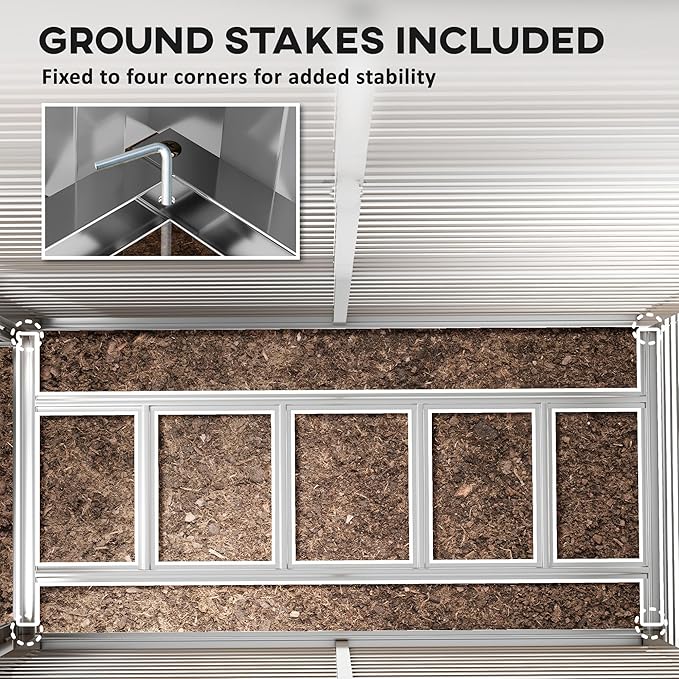 Outsunny 4.6' x 9' Steel Outdoor Storage Shed, Lean to Shed, Metal Tool House with Foundation Kit, Lockable Doors, Gloves and 2 Air Vents for Backyard, Patio, Lawn, Brown