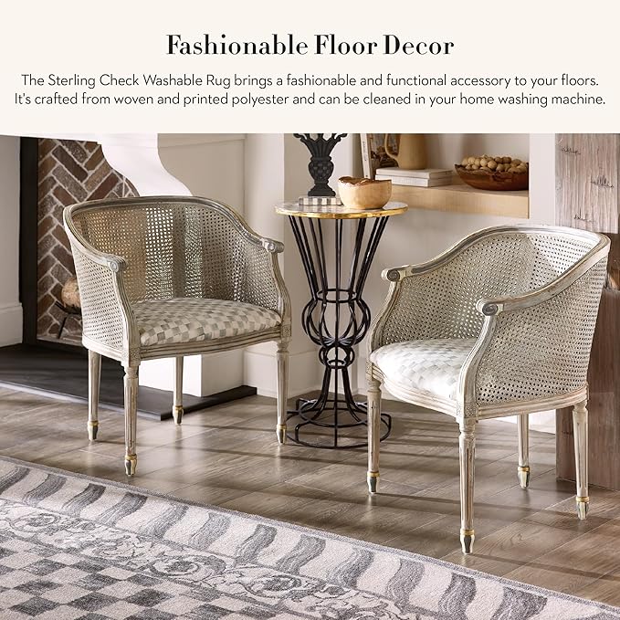 MACKENZIE-CHILDS Washable Rug, Decorative Indoor Rug, 2'6" x 8', Sterling Check