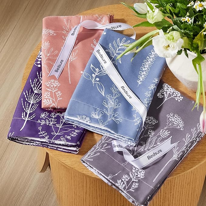 Bedsure Twin/Twin XL Comforter Set - Grayish Pink Bed Set, 2 Pieces Cute Floral Bedding, 1 Soft Reversible Botanical Flowers Comforter and 1 Pillow Sham