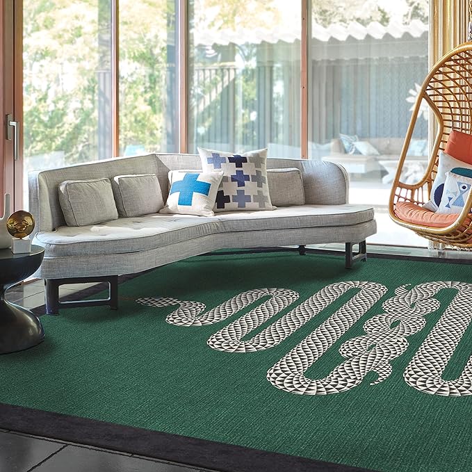RUGGABLE x Jonathan Adler Machine Washable Modern Area Rug – Venom Emerald 9x12, Stain-Resistant, Non-Slip – Large Rugs for Living Room, Bedroom, Hallway, Entryway & Office–with Cushioned Pad