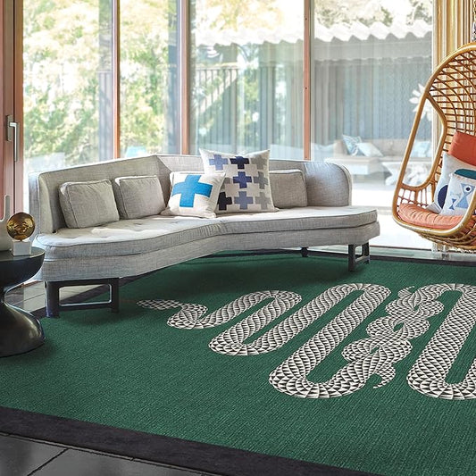 RUGGABLE x Jonathan Adler Machine Washable Modern Area Rug – Venom Emerald 9x12, Stain-Resistant, Non-Slip – Large Rugs for Living Room, Bedroom, Hallway, Entryway & Office–with Cushioned Pad