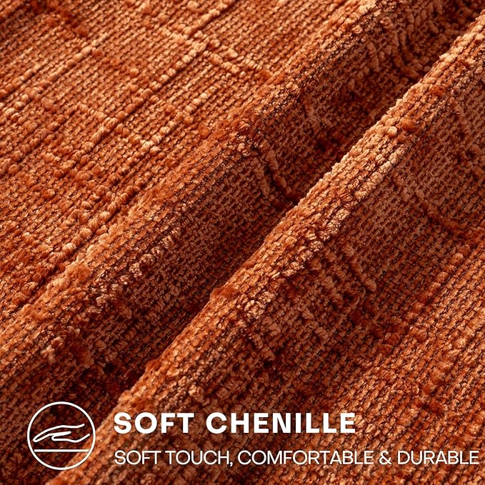 Decorative Throw Pillow Covers 22x22 Inch Set of 2, Soft Solid Farmhouse Chenille Couch Pillows, Spring Pillow Covers for Couch Sofa Bed Living Room Home Decor Pillowcase, Rust