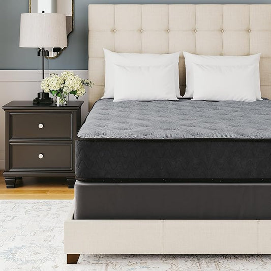 Signature Design by Ashley Queen Size Comfort Plus 10 Inch Hybrid Mattress with Lumbar Support Gel Memory Foam, Fiberglass Free, Mattress In A Box