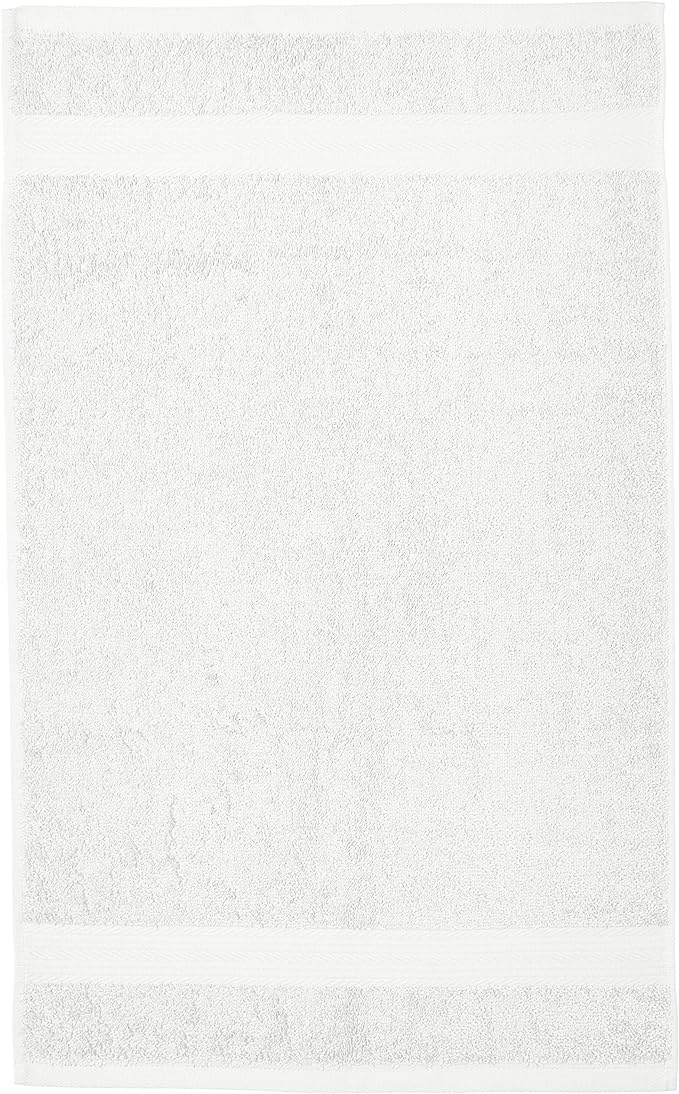 Amazon Basics 6 Piece hand towels for bathroom, Fade Resistant 100% Cotton Hand Towels, soft absorbent bathroom hand towels 6 - Pack (26''x16''), White