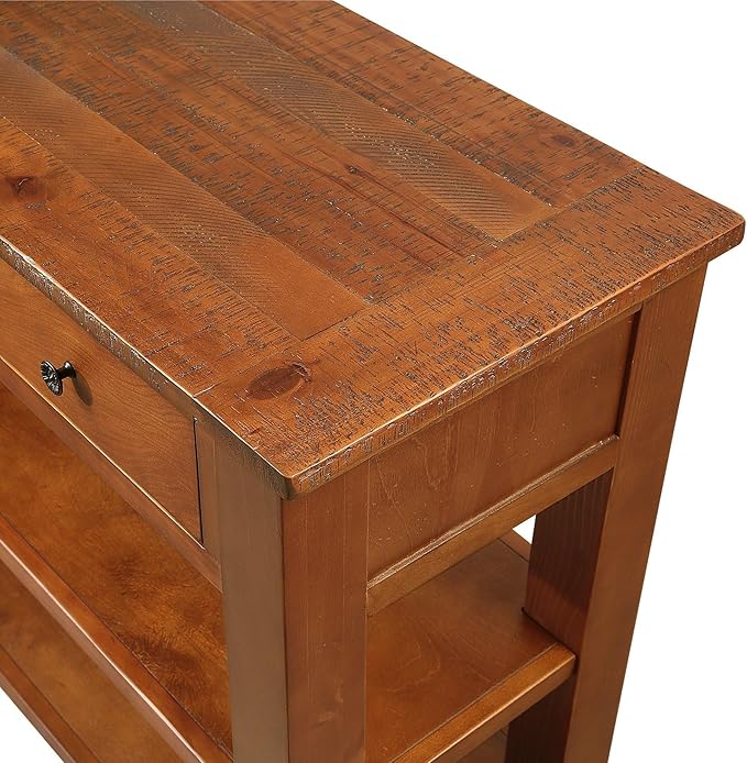 Knocbel Farmhouse Entryway Long Console Table with 3 Storage Drawers and 2 Lower Shelves, Entry Hallway Foyer Sofa Table with Handles