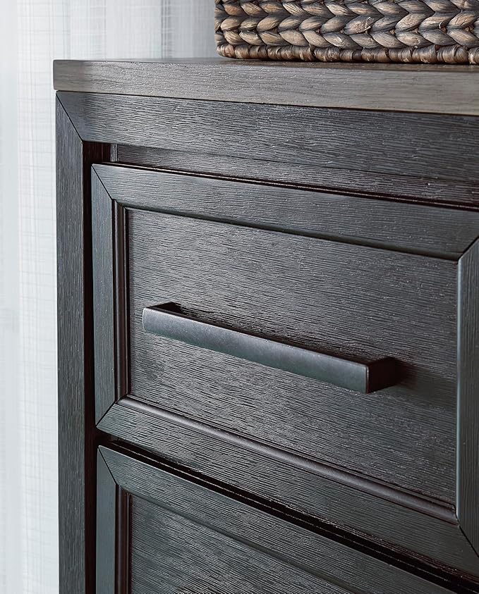 Signature Design by Ashley Foyland Contemporary Door Chest with Felt-Lined Top Drawer, Black