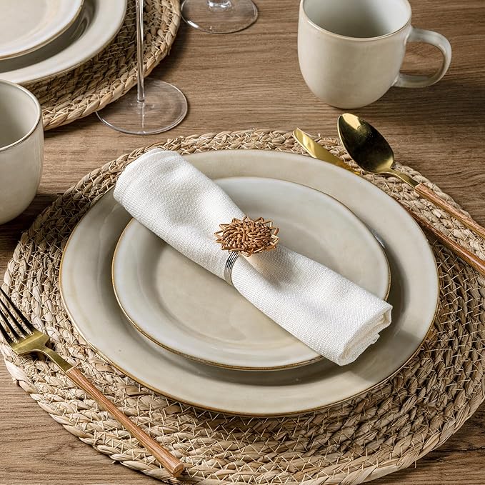 AmorArc Ceramic Dinnerware Sets, Handmade Stoneware Reactive Glaze Plates and Bowls Set, Scratch Resistant | Dishwasher & Microwave Safe Dishes Set, Service for 4 (12pc)