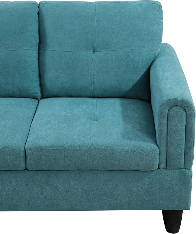 NicBex Sectional Couch 2 Pieces 66.5" L Sofa with Left Chaise Flannel L Shaped Cloud Couch for Living Room Furniture Sets with Cushion, Modular Sofa for Living Room & Small Apartment, Teal Blue