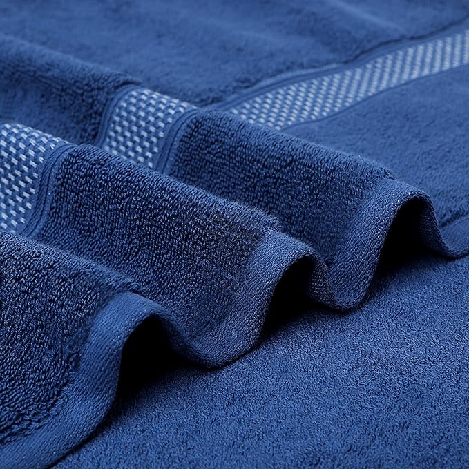 Super Absorbent Quick Drying | Hotel Grade Extra Large Bath Towels, 2-Piece Set, Bathroom Luxury Soft Towels-650GSM Cotton Luxury Beach Bath Towel 80x160cm (31.5x63 inches) (Dark Blue)