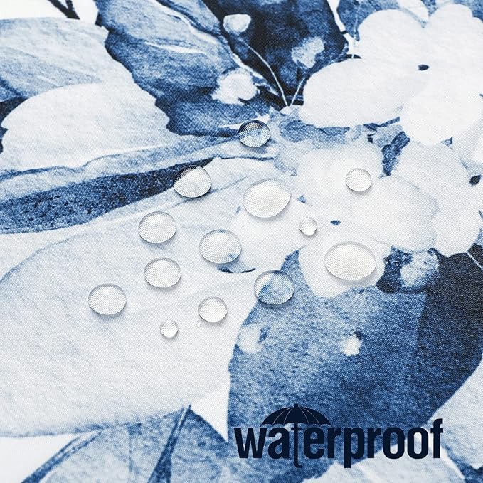 Gibelle Long Shower Curtain 72 x 78, Navy Blue Floral Shower Curtain for Bathroom, Watercolor Plant Eucalyptus Leaves Fabric Shower Curtain Set with Hooks