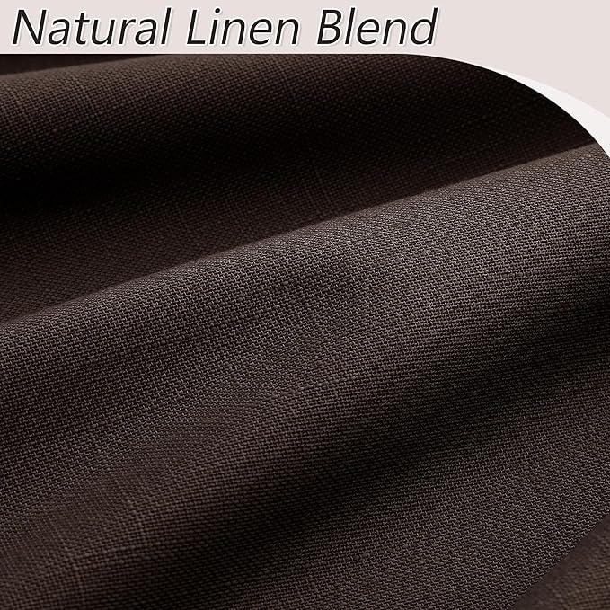 Guken Brown Blackout Curtains 72 Inch Length 2 Panels Set for Living Room Bedroom Back Tab Thermal Insulated 100% Black Out Linen Drapes Room Darkening Window Curtains 52 Inches Width