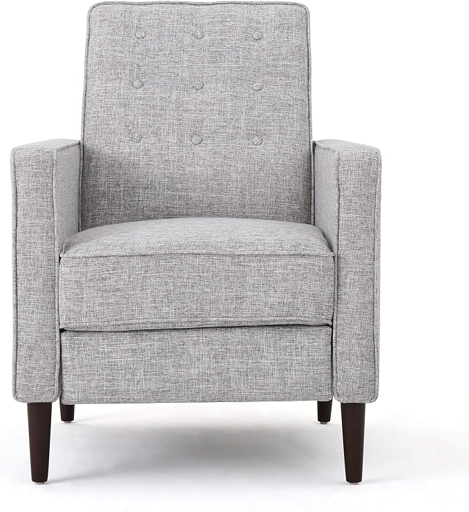 Christopher Knight Home Mervynn Mid-Century Modern Fabric Recliners, 2-Pcs Set, Light Grey Tweed