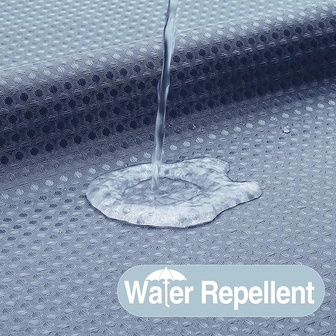 No Hook Shower Curtain with Snap in Fabric Liner, Waffle Weave Heavy Duty Thick Shower Curtains with Mesh Top Window, Hotel Style Waterproof Bathroom Curtain Set, 72 x 75 Inch, Moonlight Blue