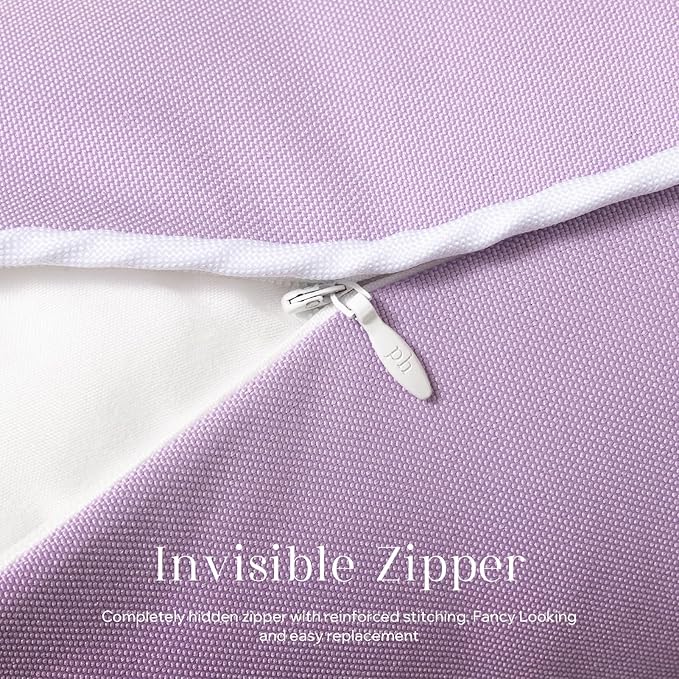 Phantoscope Pack of 2 Outdoor Waterproof Throw Pillow Covers Decorative Square Cushion Case Patio Pillows for Couch Tent Sunbrella, Lavender Purple 20x20 inches