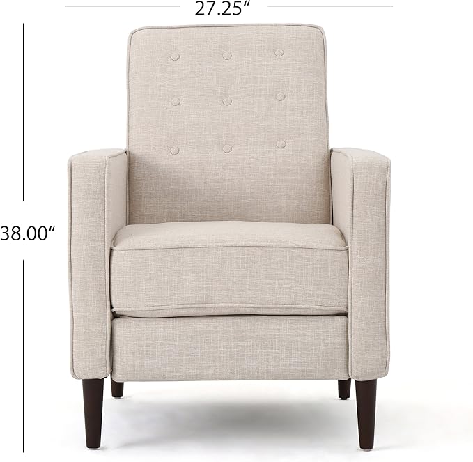 GDFStudio Marston Mid Century Modern Fabric Recliner (Set of 2) (Cream)