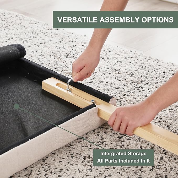 Kingfun Headboards for King Size Bed in Modern Button Design, Premium Linen Fabric Upholstered Tufted Bed Headboard, Adjustable Solid Wood Head Board, Beige