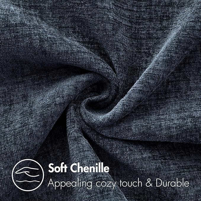 MIULEE Pack of 2 Couch Throw Pillow Covers 20x20 Inch Soft Navy Blue Chenille Pillow Covers for Sofa Living Room Solid Dyed Pillow Cases