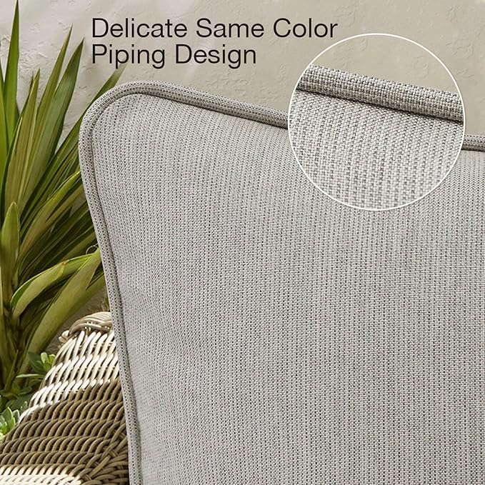 Outdoor Sunbrella Decorative Throw Pillow Covers Only, Pack of 4, 17"x17" & 20"x12" Water Repellent Replacement Lumbar Pillow Case for Patio, Couch, Sofa and Patio Furniture, Specrtum Pebble