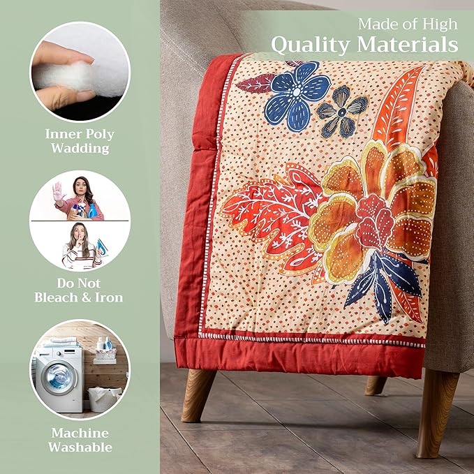 Maison d' Hermine Throw Blanket for Couch Lightweight Soft Warm Breathable Cotton Throw Blankets for Bed Girls Boys Women Men Gifts Sofa Travel Living Room Chair Bedding (50"x60", Kalahari)