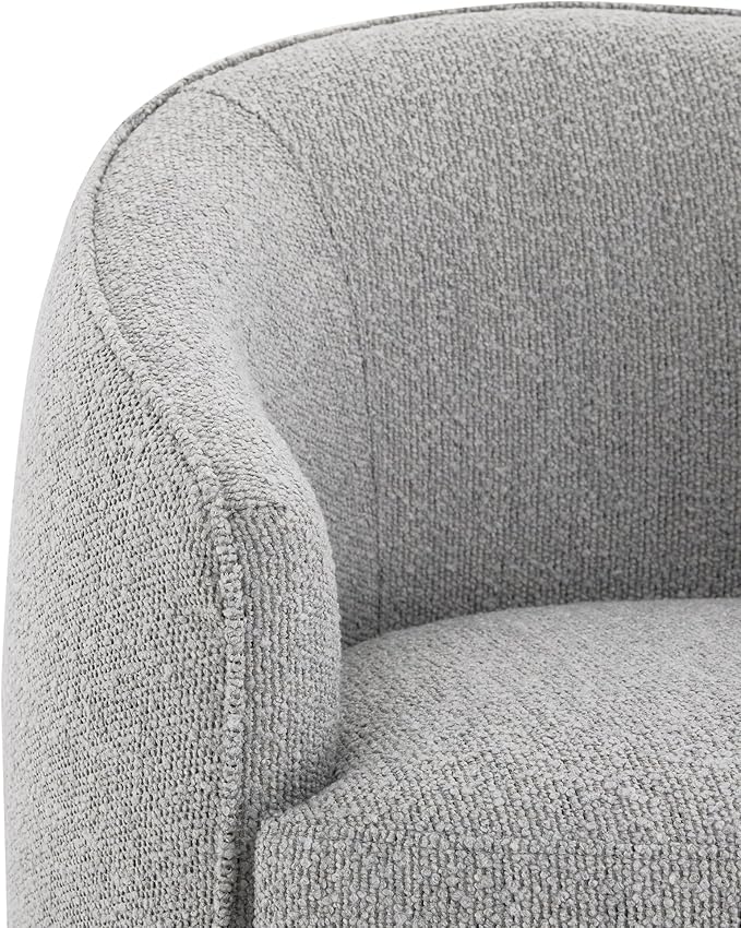CHITA Swivel Barrel Chair, Modern Comfy FSC Certified Upholstered Boucle Accent Chair for Living Room, Fully Assembled, Light Grey