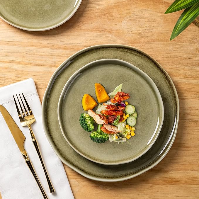 Leratio Ceramic Dinnerware Sets for 4,Porcelain Plates and Bowls Sets with Wavy Edge,Microwave & Dishwasher & Oven Safe,Light Weight & Scratch Resistant Dishes Sets-Service for 4 (12pcs)