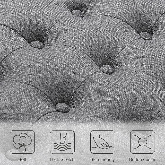 Storage Ottoman 50.2 Inches Upholstered Fabric Storage Ottoman Bench，Button Tufted Ottoman with Storage for Living Room，Bedroom End of Bed Bench Withstands 304lbs