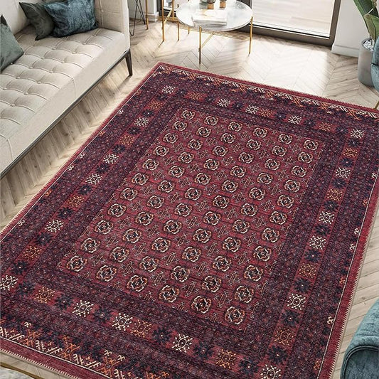 Keen Home Design 9x12 Rug - Machine Washable Area Rug with Non-Slip Backing, Ideal for Living Room, Dining Room, Bedroom - Vintage, Easy Clean, Durable, Low Pile Rug - (9' x 12')