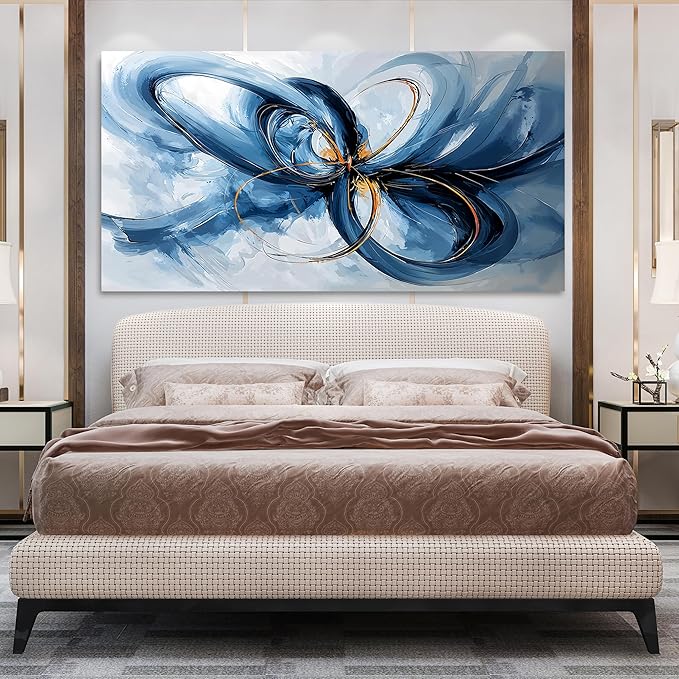 Canvas Wall Art Decor Modern Large Wall Art For Living Room Blue Abstract Wall Art Abstract Art Wall Decor Modern Large Artwork for Walls Canvas Prints Art Work For Home Office Wall Decor 29" X 58"