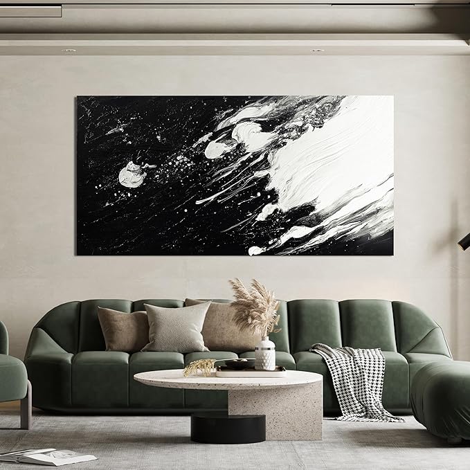 Canvas Wall Art Decor Modern Large Black and White Wall Art Prints Large Wall Art for Living Room Abstract Black Art Abstract Canvas Art Wall Decor Artwork for Walls Home Office Decor 29" X 58"