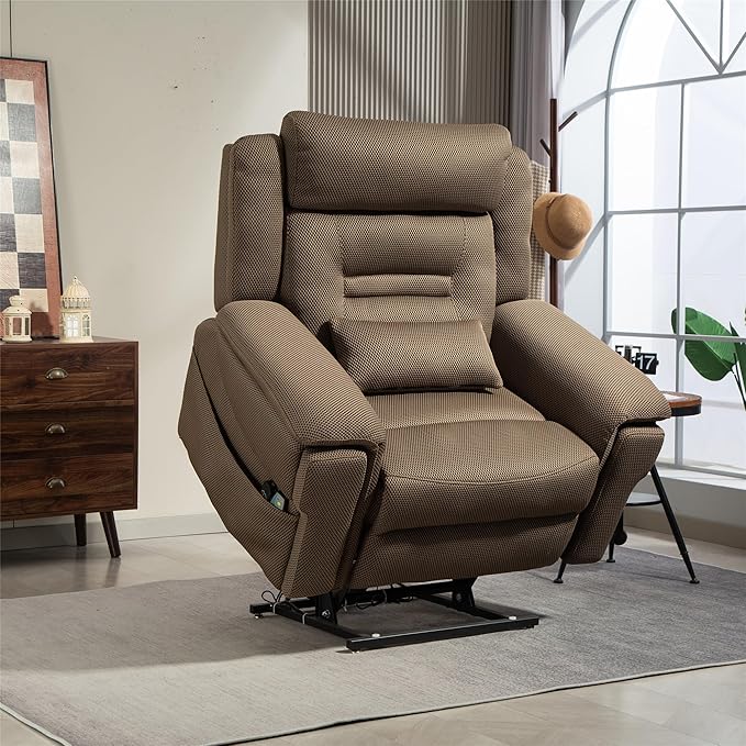 28 Inch Extra Wide Recliner Lay Flat 180°, Big Man 400lbs Oversized, Power Lift Recliner with Heat and Massage for Elderly, Large Heavy Duty Recliners with Cup Holders and Wireless Phone Charger
