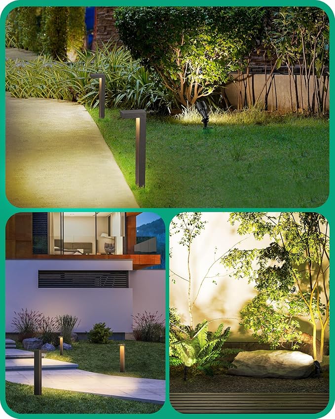 EDISHINE Low Voltage Landscape Lights Kit, 3.2W LED Pathway Lights & 3.2W 240LM Spotlight, 12V Outdoor Landscape Lighting with Connectors, Aluminum Waterproof for Walkway Yard Garden Path