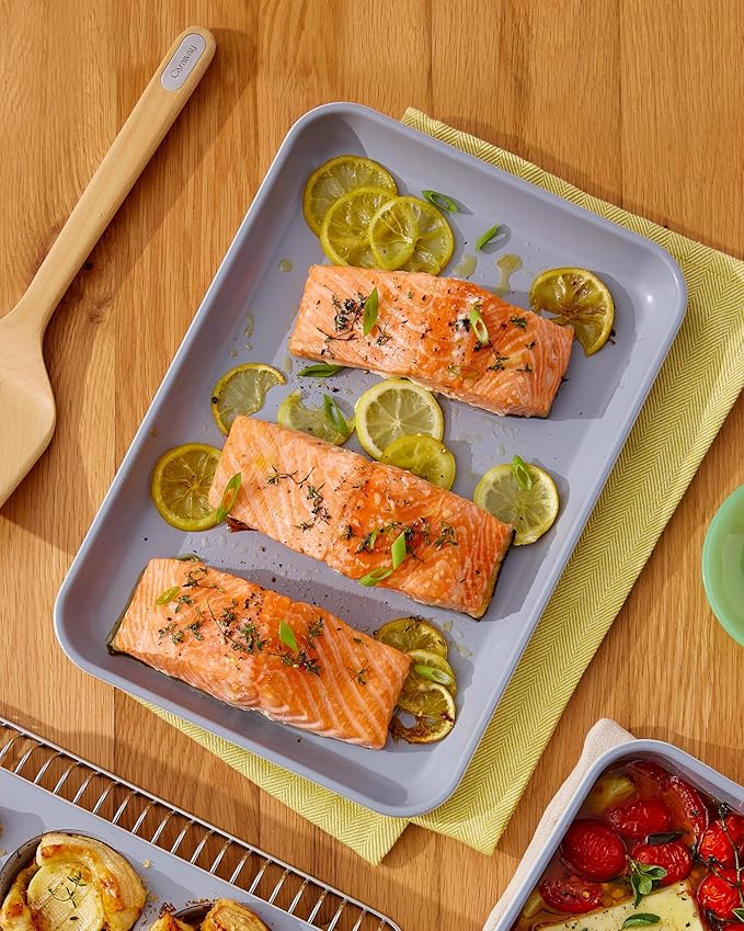 Caraway Nonstick Ceramic Small Baking Sheet (9x13”) – Non-Toxic, PTFE & PFOA Free – Oven Safe – Aluminized Steel Core – Mini Sheet Pan for Baking, Roasting & More - White