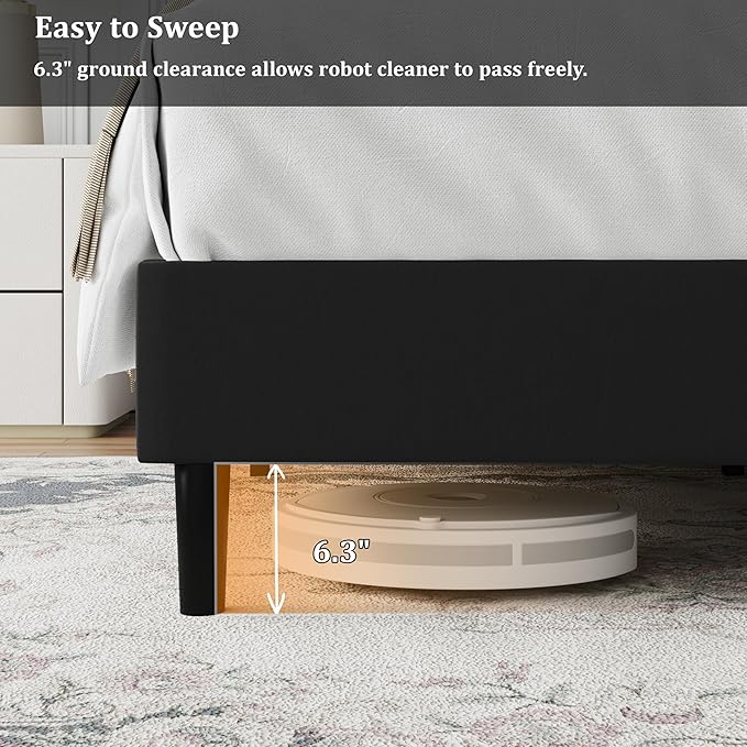 Twin Size Bed Frame, Platform Bed Frame with Velvet Upholstered Headboard, Twin Upholstered Mattress Foundation with Strong Wooden Slats, No Box Spring Needed, Noise Free, Easy Assembly