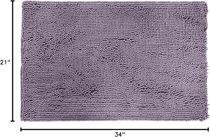 Amazon Basics Non-Slip Microfiber Absorbent Plush Shag Bathroom Rug Mat, 21" x 34", Lavender