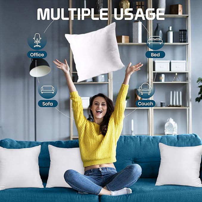 Utopia Bedding Throw Pillows (Set of 24, White), 16 x 16 Inches Pillows for Sofa, Bed and Couch Decorative Stuffer Pillow