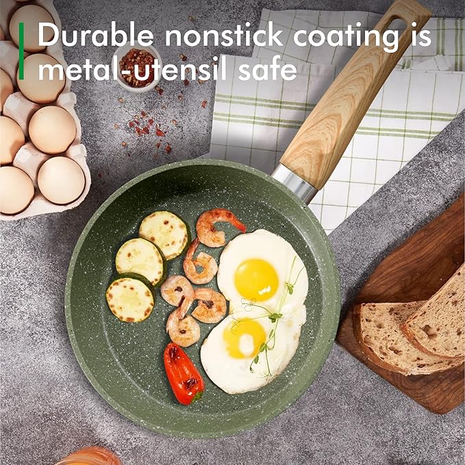 MAISON ARTS Pots and Pans Set Non Stick, 12 Piece Green Granite Kitchen Cookware Induction Compatible, Pot and Pan Sets for Cooking Nonstick