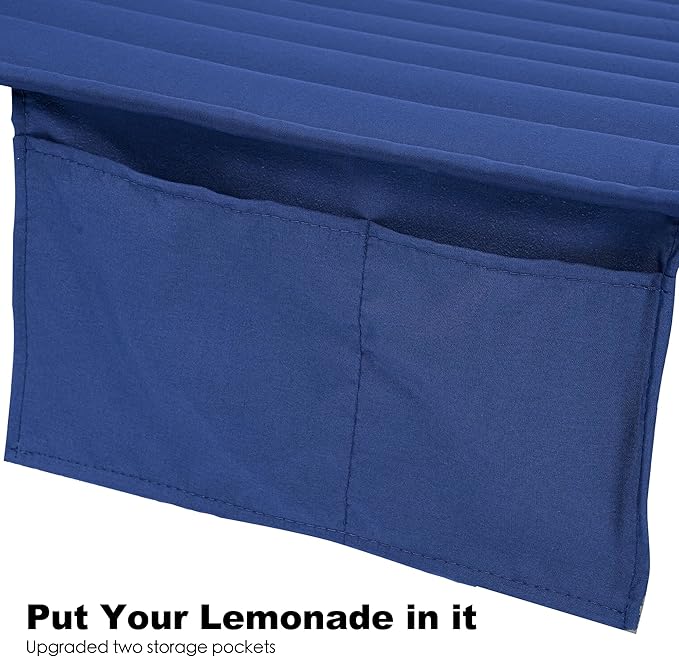 2 Person 12FT Hammocks for Outside, Double Quilted Fabric Outdoor Hammock with Spreader Bar, Large Removable Pillow, Storage Pockets, Carabiners, Max 475 lbs Capacity (Dark Navy)