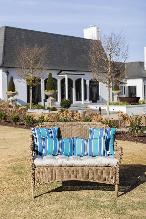 RSH DECOR: Sunbrella Square Throw Pillows Set of 2 | 17" x 17" | Water and Fade-Resistant Performance Fabric | Outdoor Pillow Covers with Down-Alternative Inserts | Dolce Oasis