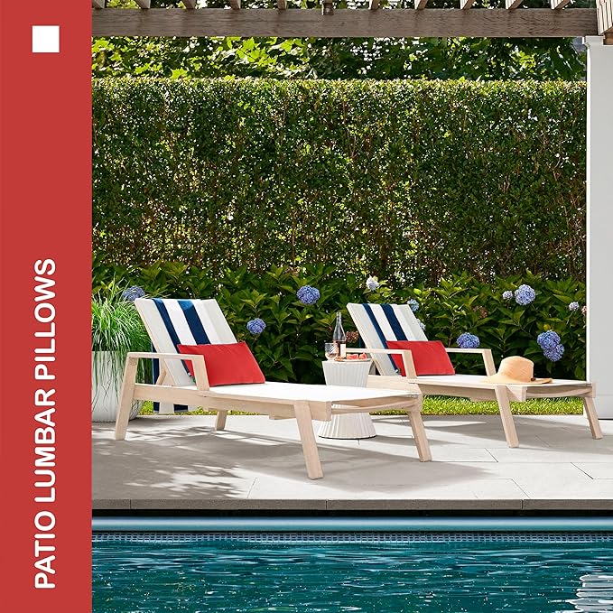 Indoor Outdoor Lumbar Pillows,Waterproof Outdoor Pillows Set of 2 for Patio Furniture,12×20 Inch,Red