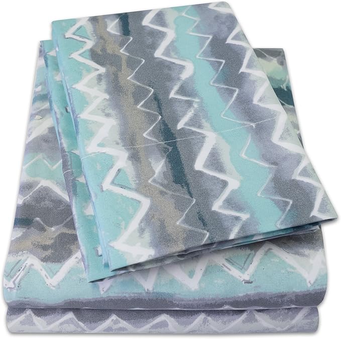 1500 Supreme Collection Extra Soft Summerset Ocean Vibe Chevron Pattern Sheet Set, Queen - Luxury Bed Sheets Set with Deep Pocket Wrinkle Free Bedding, Trending Printed Pattern, Queen