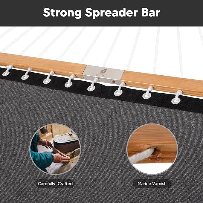 SUNCREAT Portable Double Outdoor Hammock, 450lbs Capacity, Quick Dry 2 Person Hammock with Carrying Bag, Dark Gray