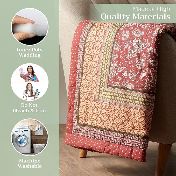 Maison d' Hermine Throw Blanket for Couch Lightweight Soft Warm Breathable Cotton Throw Blankets for Bed Girls Boys Women Men Gifts Sofa Travel Living Room Chair Bedding (60"x80", Surya)