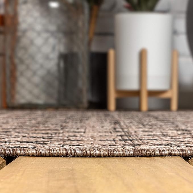 JONATHAN Y SMB108D-220 Ourika Moroccan Geometric Textured Weave Indoor/Outdoor Runner Rug, Bohemian, Scandinavian for Bedroom, Kitchen, Living Room, Easy-Cleaning, Natural/Black, 2 ft. x 20 ft.