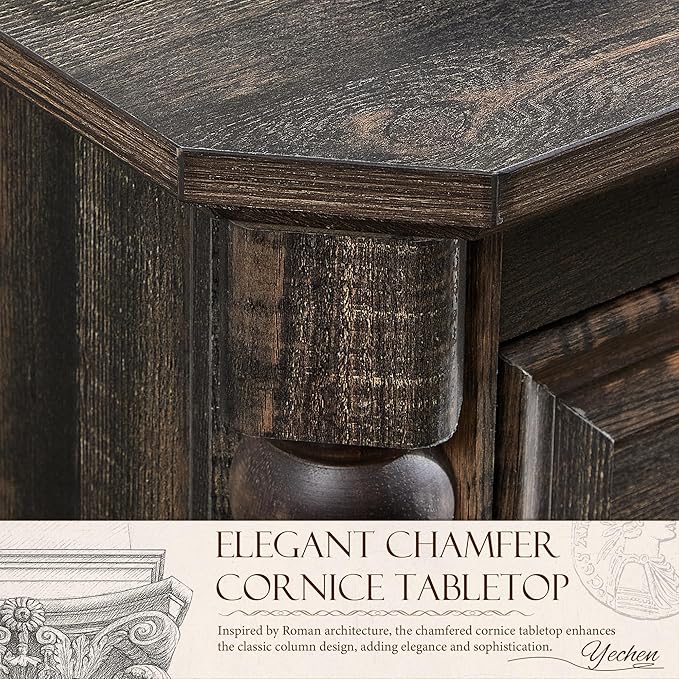 Yechen Rustic 7-Drawer Solid Wood Dresser for Bedroom & Living Room – Vintage Storage Cabinet with Decorative Hardware, Sturdy Construction & Versatile Organizing Solutions (Dark Rustic Oak)