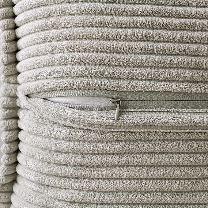 MIULEE Light Grey Corduroy Lumbar Pillow Covers 12x20 Inch 12x20 Inch with Splicing Set of 2 Soft Boho Pillow Covers Broadside Decorative Textured Pillowcases for Couch Bed Livingroom