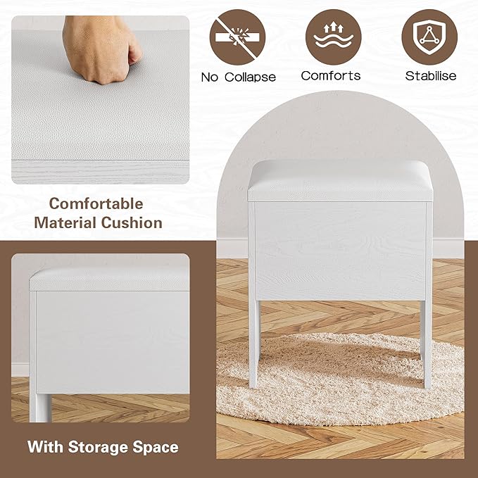 KAMABOKO Modern Vanity Desk with Mirror and Lights, Makeup Table with with 2 Drawers & 2 Display Cabinets & Charging Station, Dressing Set for Bedroom