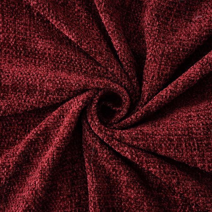 BATTILO HOME Burgundy Chenille Throw Blanket, Decorative Red Knit Throw with Fringe, Lightweight for Christmas Decor, 50"x60"